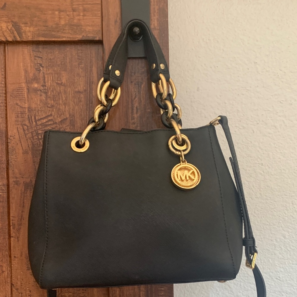 Michael Kors Black Leather Tote Bag